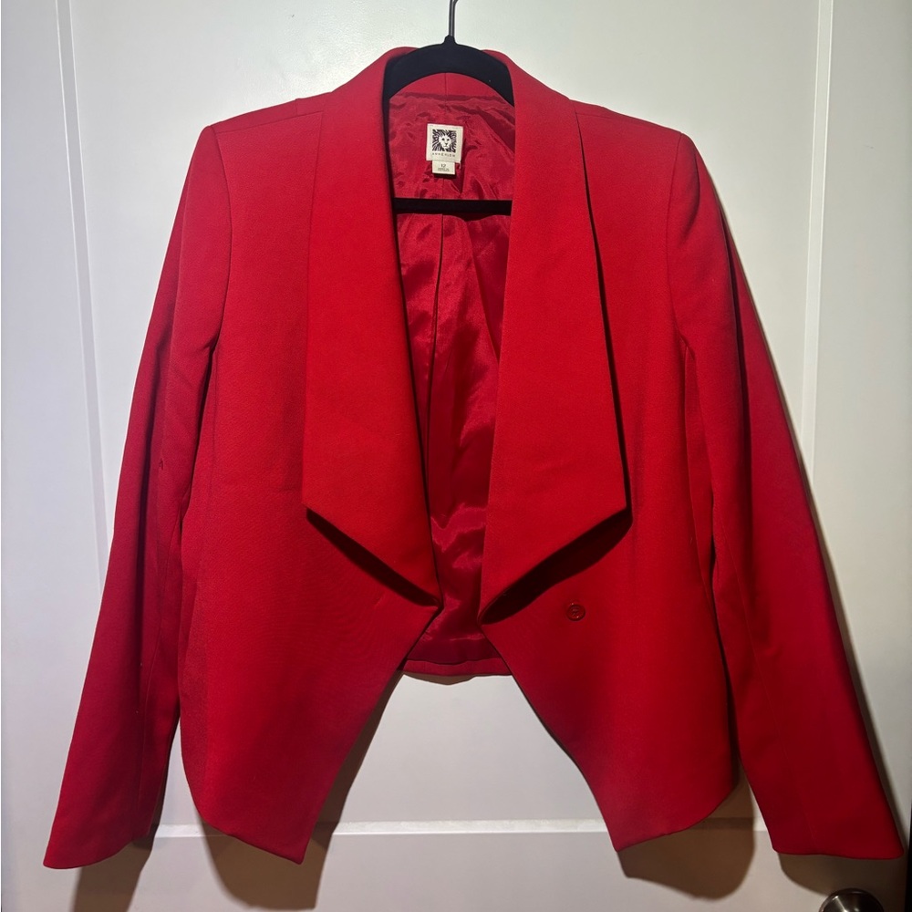 Anne Klein Red Blazer with Dramatic Lapel
